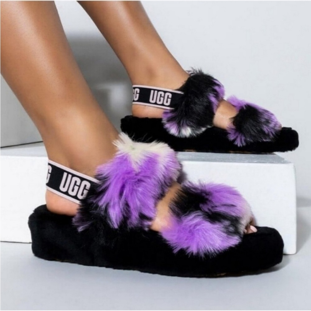 UGG Oh Yeah Tie Dye Slippers - Black and Purple